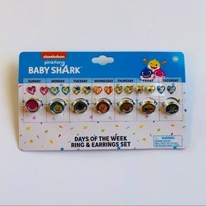 PinkFong BabyShark earrings & rings set